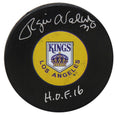 Rogie Vachon Signed Los Angeles Kings Yellow Throwback Logo Hockey Puck w/HOF'16 - VACPUC404 - Rogie Vachon Signed Los Angeles Kings Yellow Throwback Logo Hockey Puck w/HOF'16 product image