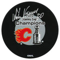 Mike Vernon Signed Calgary Flames 1989 Stanley Cup Champs Logo Hockey Puck - VERPUC431 - Mike Vernon Signed Calgary Flames 1989 Stanley Cup Champs Logo Hockey Puck product image