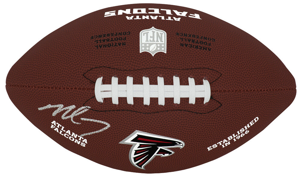 Michael Vick Signed Atlanta Falcons Wilson Brown Team Logo Full Size Football - VICFTB309 - Michael Vick Signed Atlanta Falcons Wilson Brown Team Logo Full Size Football product image