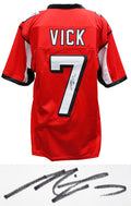 Michael Vick Signed Red Throwback Custom Football Jersey - VICJRY301 - Michael Vick Signed Red Throwback Custom Football Jersey product image