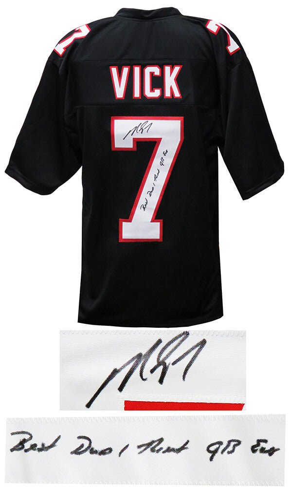 Michael Vick Signed Black T/B Custom Football Jersey w/Best Dual Threat QB Ever - VICJRY303 - Michael Vick Signed Black T/B Custom Football Jersey w/Best Dual Threat QB Ever product image
