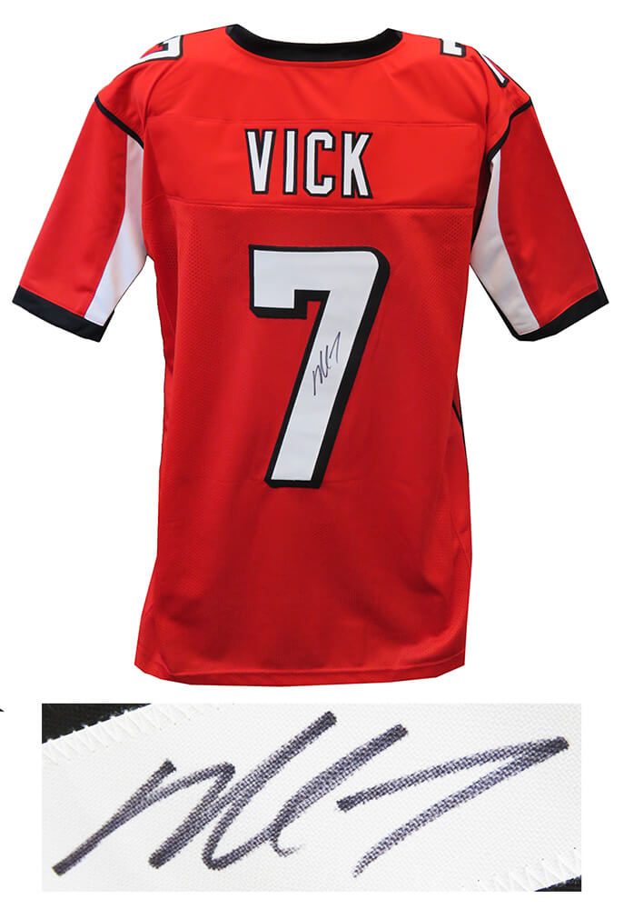 Michael Vick Signed Red T/B Custom Football Jersey - VICJRY304 - Michael Vick Signed Red T/B Custom Football Jersey product image
