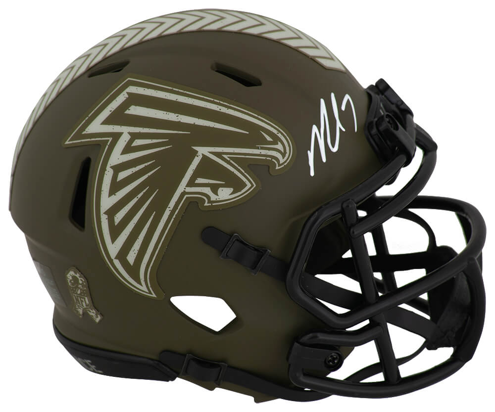 Michael Vick Signed Altanta Falcons SALUTE Riddell Speed Mini Helmet - VICMIN316 - Michael Vick Signed Altanta Falcons SALUTE Riddell Speed Mini Helmet product image