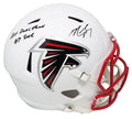 Michael Vick Signed Atlanta Falcons Flat White Matte Riddell Full Size Speed Replica Helmet w/Best Dual Threat QB Ever - VICREP302 - Michael Vick Signed Atlanta Falcons Flat White Matte Riddell Full Size Speed Replica Helmet w/Best Dual Threat QB Ever product image