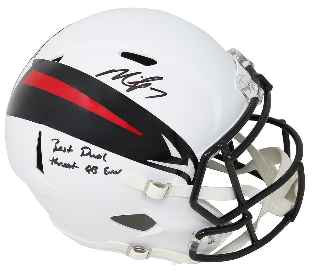 Michael Vick Signed Atlanta Falcons AMP Riddell Full Size Speed Replica Helmet w/Best Dual Threat QB Ever - VICREP303 - Michael Vick Signed Atlanta Falcons AMP Riddell Full Size Speed Replica Helmet w/Best Dual Threat QB Ever product image