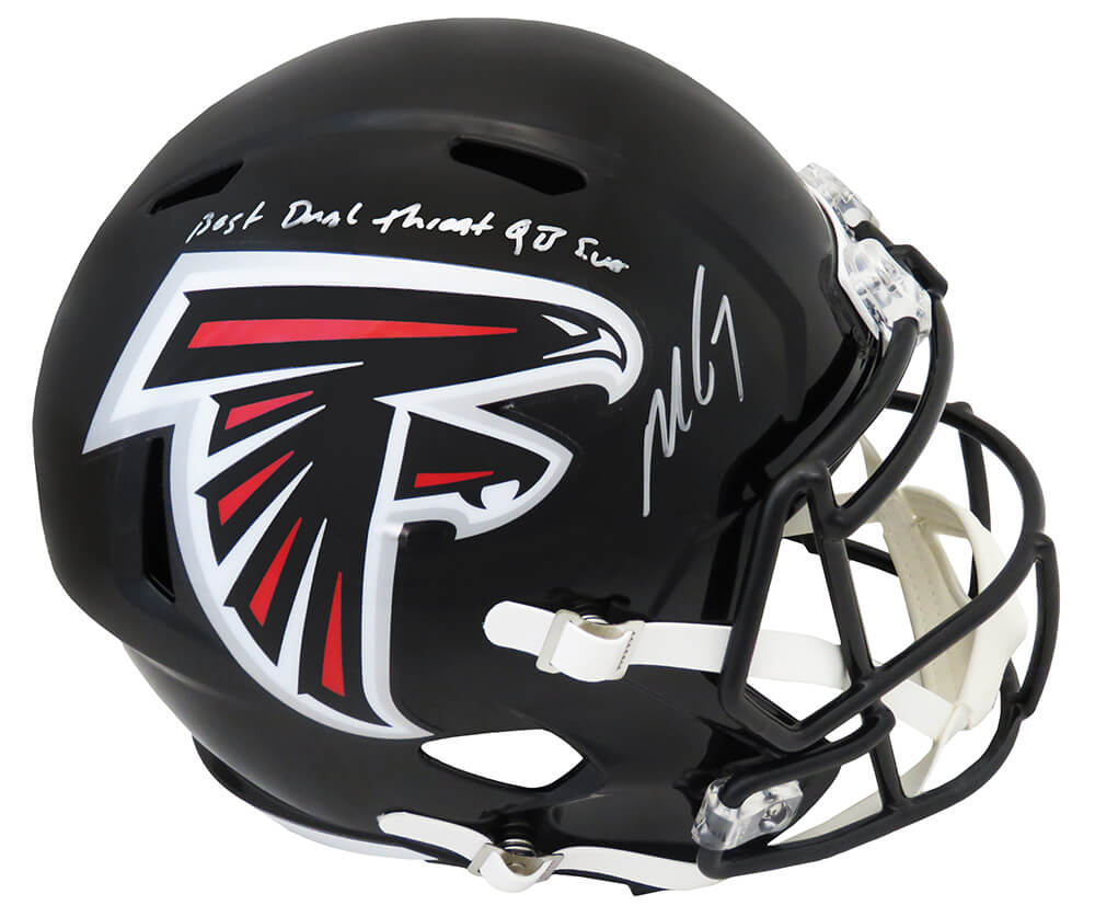 Michael Vick Signed Falcons Riddell Full Size Speed Replica Helmet w/Best Dual Threat QB Ever - VICREP309 - Michael Vick Signed Falcons Riddell Full Size Speed Replica Helmet w/Best Dual Threat QB Ever product image