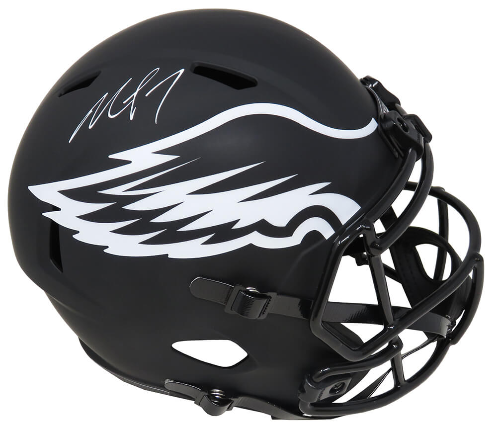 Michael Vick Signed Philadelphia Eagles Eclipse Black Matte Riddell Full Size Speed Replica Helmet - VICREP312 - Michael Vick Signed Philadelphia Eagles Eclipse Black Matte Riddell Full Size Speed Replica Helmet product image