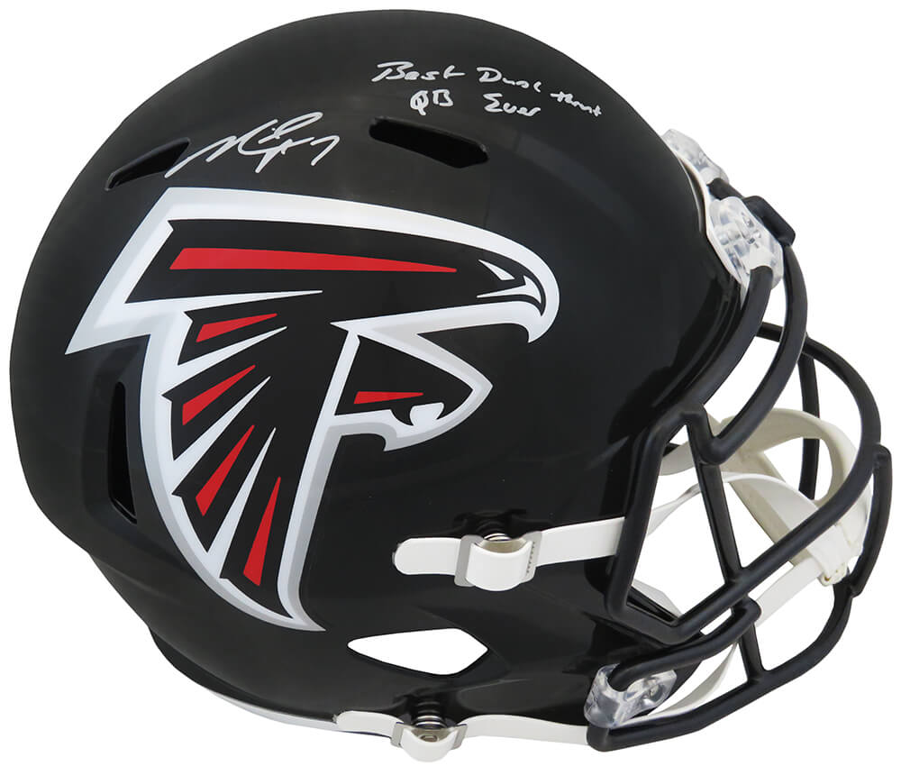 Michael Vick Signed Atlanta Falcons Riddell F/S Speed Replica Helmet w/Best Dual Threat QB Ever - VICREP314 - Michael Vick Signed Atlanta Falcons Riddell F/S Speed Replica Helmet w/Best Dual Threat QB Ever product image