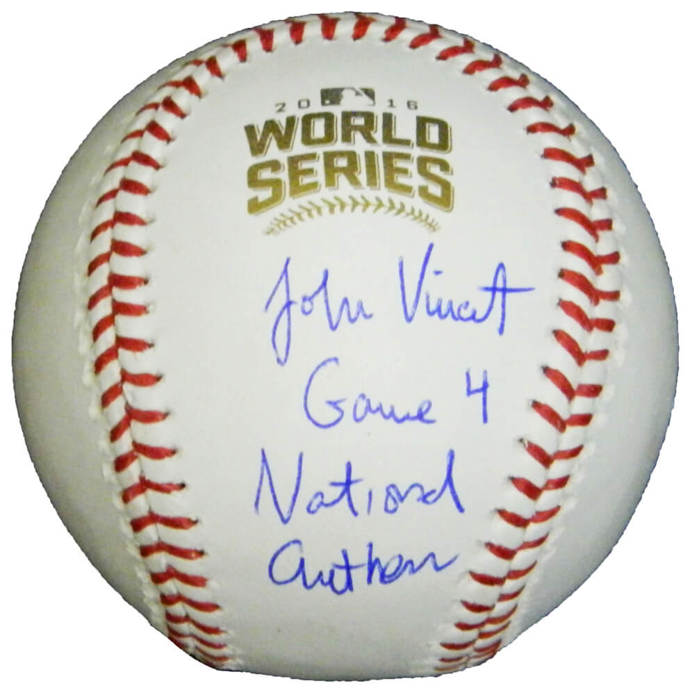 John Vincent Signed Rawlings Official 2016 World Series Baseball w/Game 4 National Anthem - VINBSB100 - John Vincent Signed Rawlings Official 2016 World Series Baseball w/Game 4 National Anthem product image