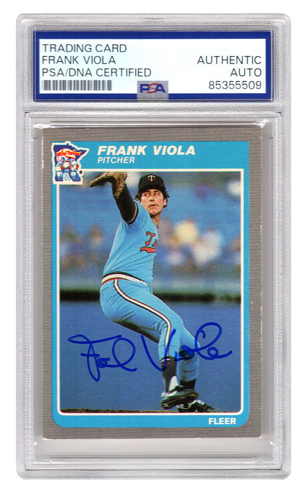 Frank Viola Signed Twins 1985 Fleer Baseball Trading Card #291 - (PSA Encapsulated) - VIOCAR103 - Frank Viola Signed Twins 1985 Fleer Baseball Trading Card #291 - (PSA Encapsulated) product image