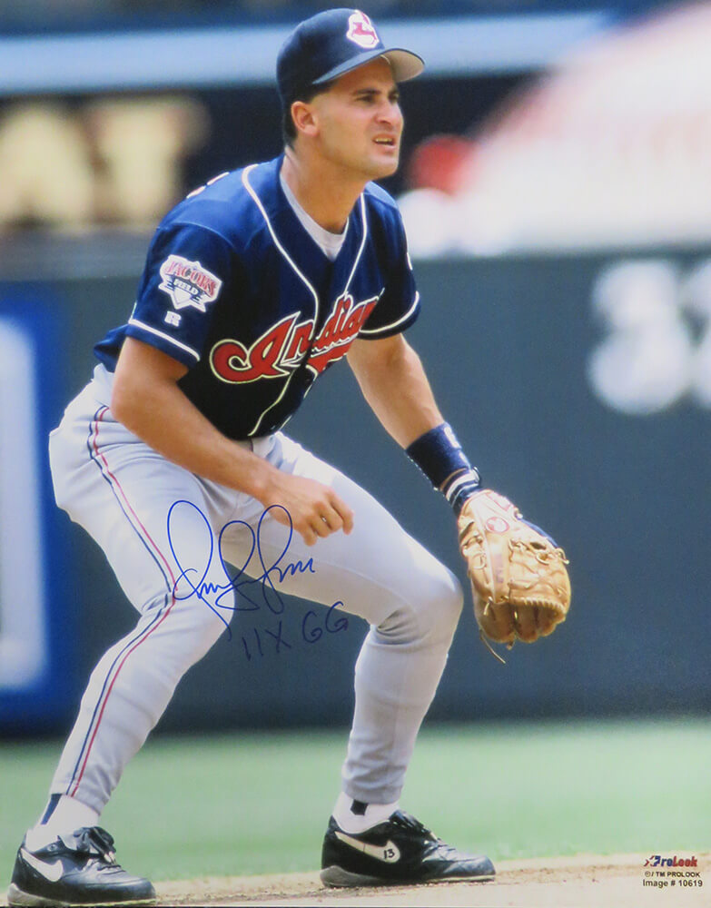 Omar Vizquel Signed Cleveland Indians Fielding Action 16x20 Photo w/11x GG - VIZ16P101 - Omar Vizquel Signed Cleveland Indians Fielding Action 16x20 Photo w/11x GG product image