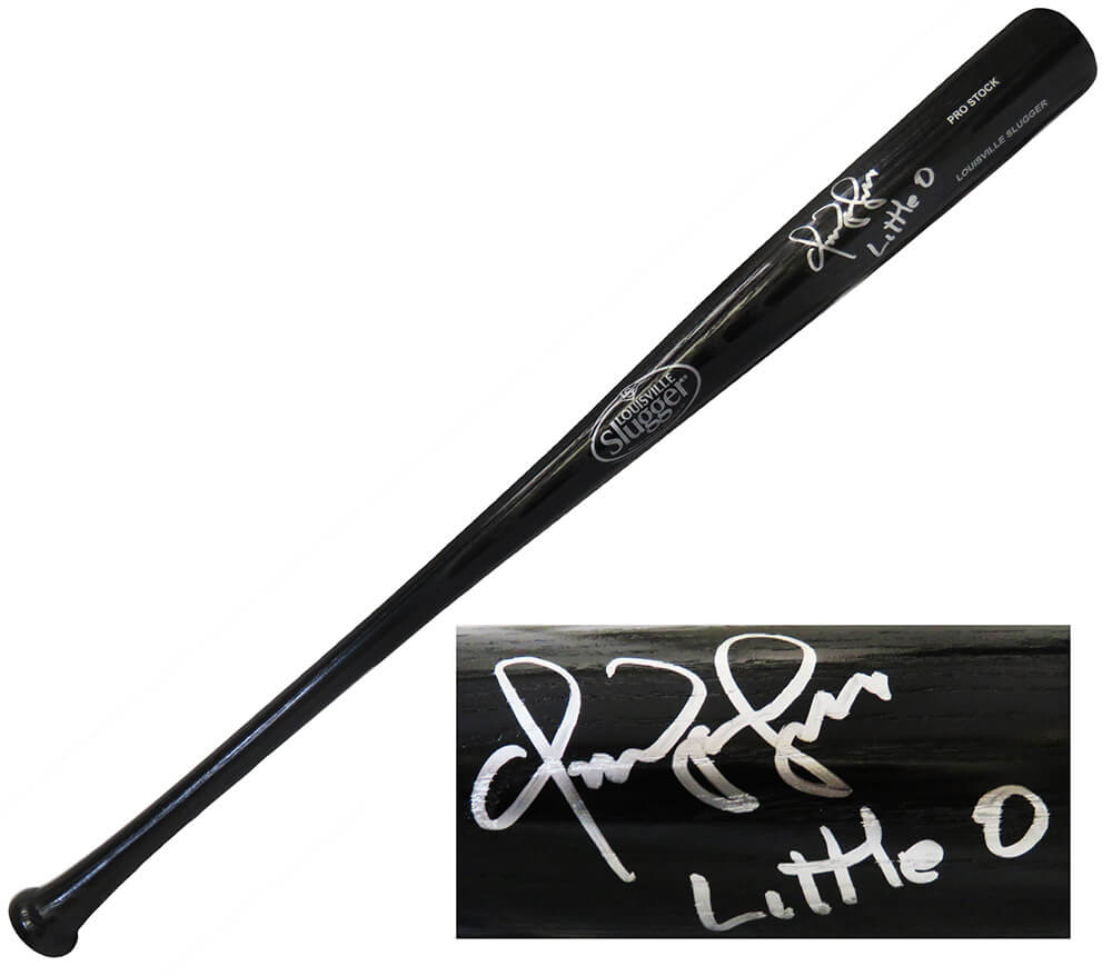 Omar Vizquel Signed Louisville Slugger Black Baseball Bat w/Little O - VIZBAT103 - Omar Vizquel Signed Louisville Slugger Black Baseball Bat w/Little O product image