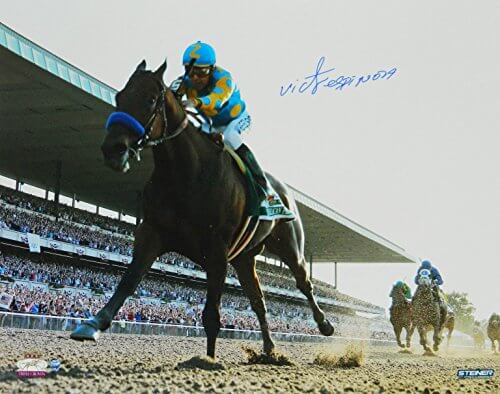 Victor Espinoza Signed American Pharoah 2015 Belmont Stakes Leading Pack 16x20 Photo - ESP16P501 - Victor Espinoza Signed American Pharoah 2015 Belmont Stakes Leading Pack 16x20 Photo product image