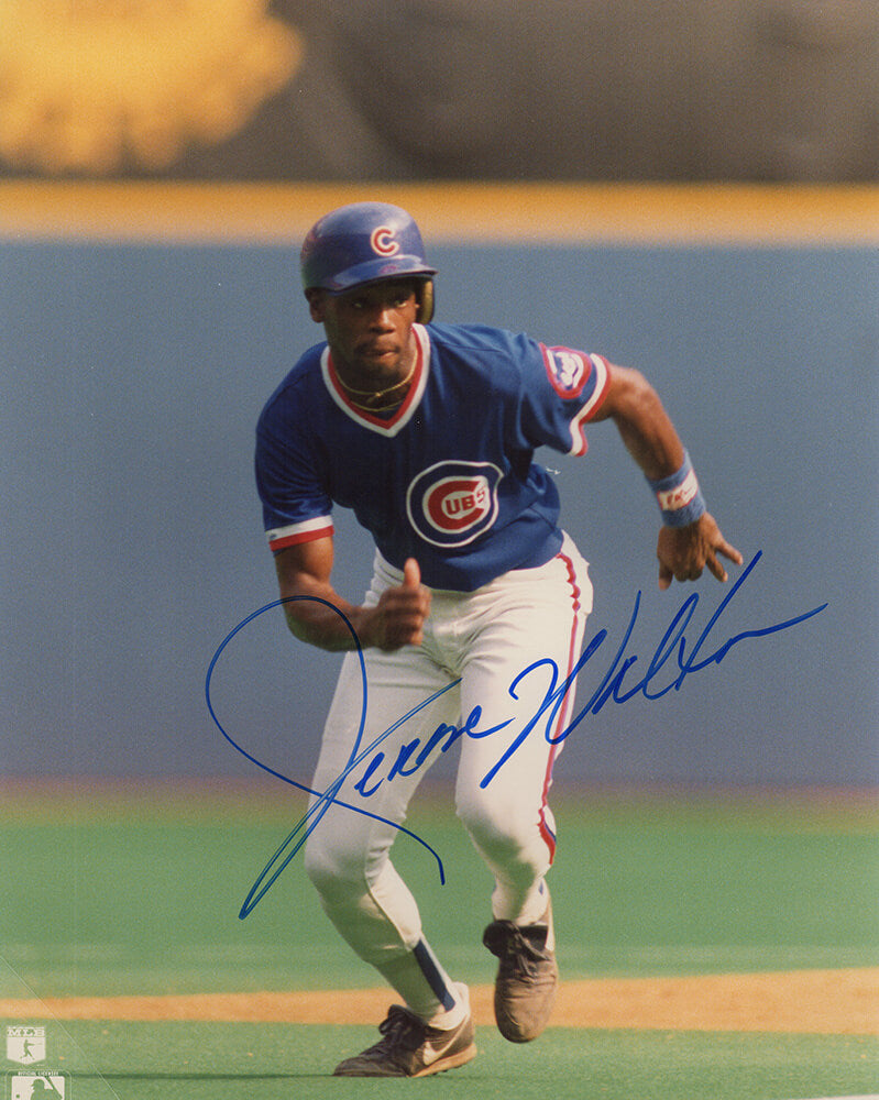 Jerome Walton Signed Chicago Cubs Blue Jersey Running 8x10 Photo - WAL08P105 - Jerome Walton Signed Chicago Cubs Blue Jersey Running 8x10 Photo product image