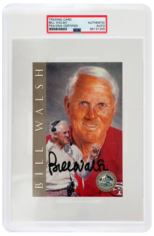 Bill Walsh Signed Pro Football Hall of Fame Signature Series 4x6 Card - (PSA Encapsulated) - WALCAR300 - Bill Walsh Signed Pro Football Hall of Fame Signature Series 4x6 Card - (PSA Encapsulated) product image
