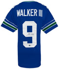 Kenneth Walker III Signed Blue Throwback Custom Football Jersey - (Beckett) - WALJRY311 - Kenneth Walker III Signed Blue Throwback Custom Football Jersey - (Beckett) product image