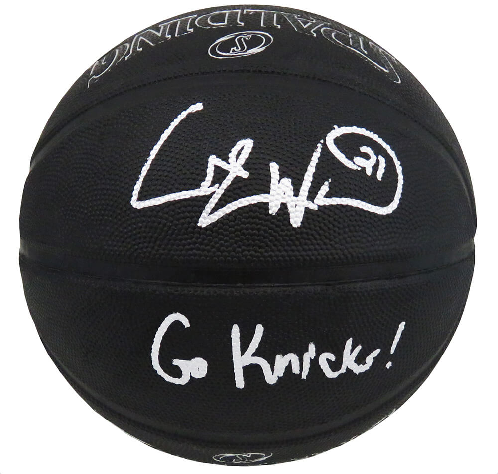 Charlie Ward Signed Spalding Phantom Black With Green Lettering NBA Basketball w/Go Knicks - WARBSK203 - Charlie Ward Signed Spalding Phantom Black With Green Lettering NBA Basketball w/Go Knicks product image