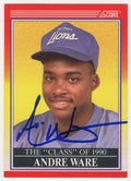 Andre Ware Signed Detroit Lions 1990 Score Football Rookie Card #607 - WARCAR301 - Andre Ware Signed Detroit Lions 1990 Score Football Rookie Card #607 product image