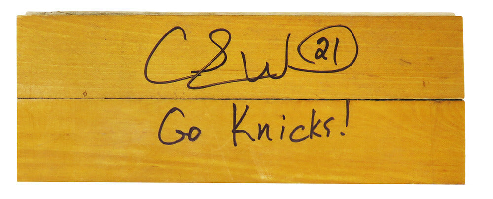 Charlie Ward Signed 8x3 Basketball Court Floor Piece w/Go Knicks! - WARFLO200 - Charlie Ward Signed 8x3 Basketball Court Floor Piece w/Go Knicks! product image