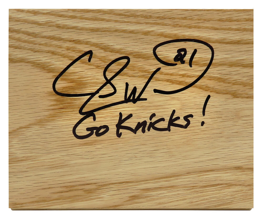 Charlie Ward Signed 5x6 Floor Piece w/Go Knicks - WARFLO201 - Charlie Ward Signed 5x6 Floor Piece w/Go Knicks product image