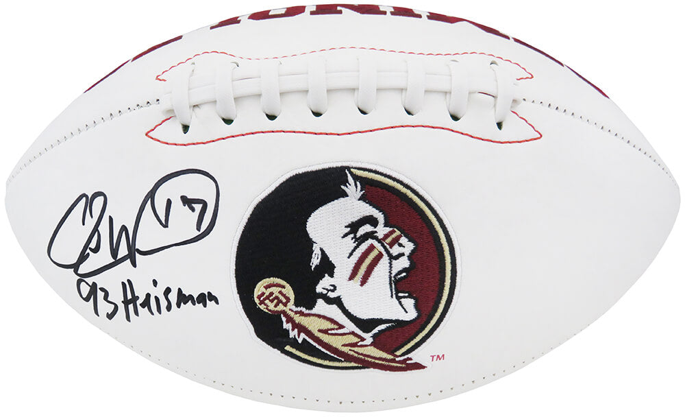 Charlie Ward Signed Florida State Seminoles Rawlings White Logo Football w/93 Heisman - WARFTB312 - Charlie Ward Signed Florida State Seminoles Rawlings White Logo Football w/93 Heisman product image
