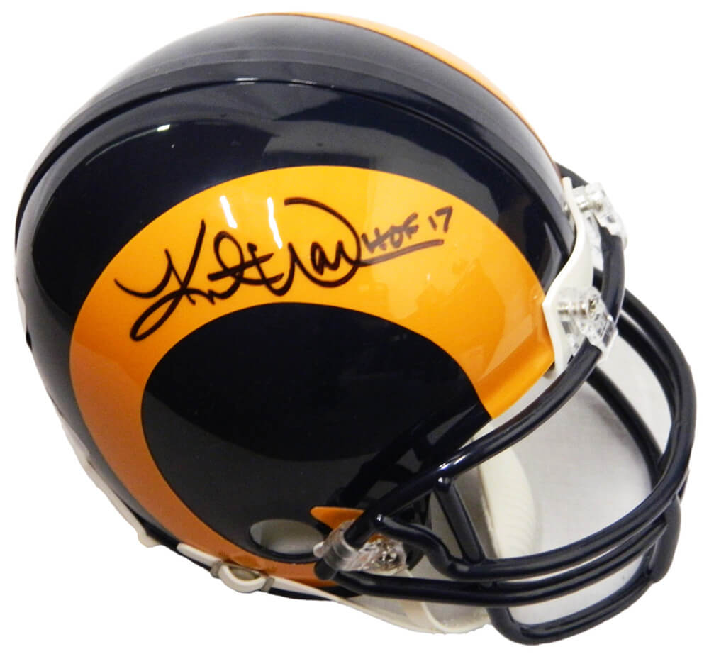 Kurt Warner Signed Rams Throwback Riddell Mini Helmet w/HOF'17 - WARMIN300 - Kurt Warner Signed Rams Throwback Riddell Mini Helmet w/HOF'17 product image