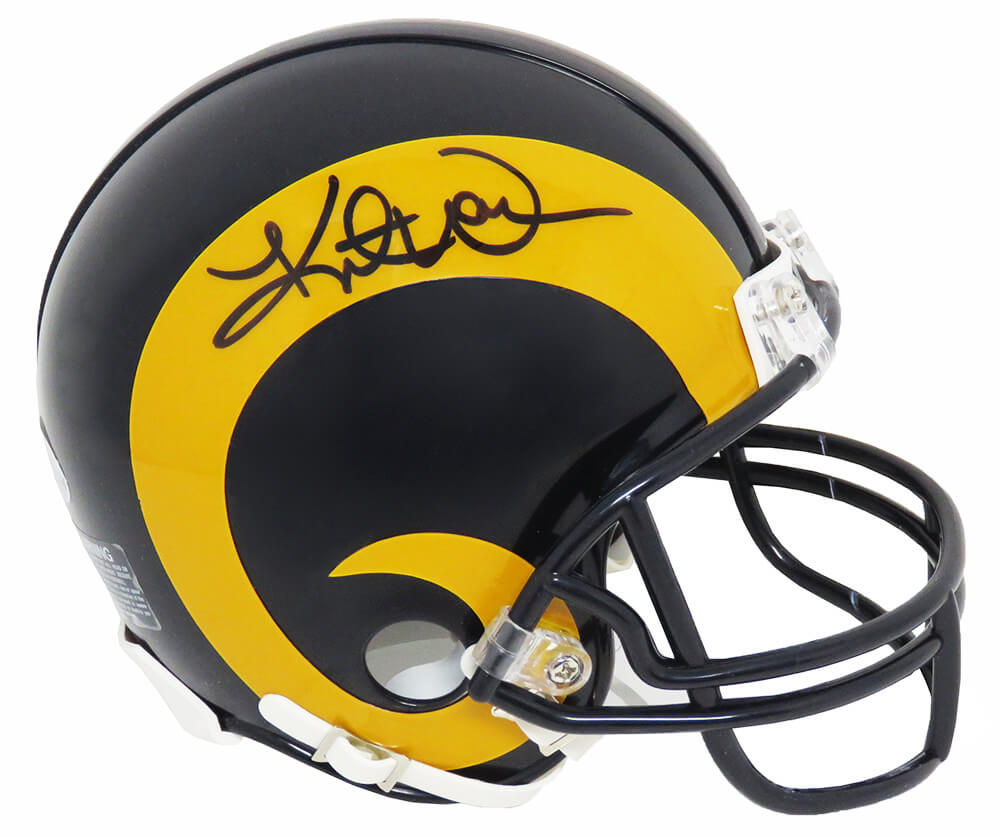 Kurt Warner Signed Rams Throwback Riddell Mini Helmet (Beckett) - WARMIN301 - Kurt Warner Signed Rams Throwback Riddell Mini Helmet (Beckett) product image