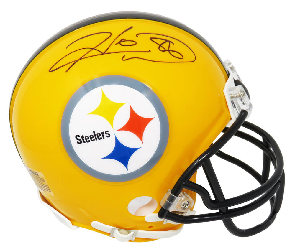 Hines Ward Signed Pittsburgh Steelers Gold 75th Anniversary Riddell Mini Helmet - WARMIN312 - Hines Ward Signed Pittsburgh Steelers Gold 75th Anniversary Riddell Mini Helmet product image
