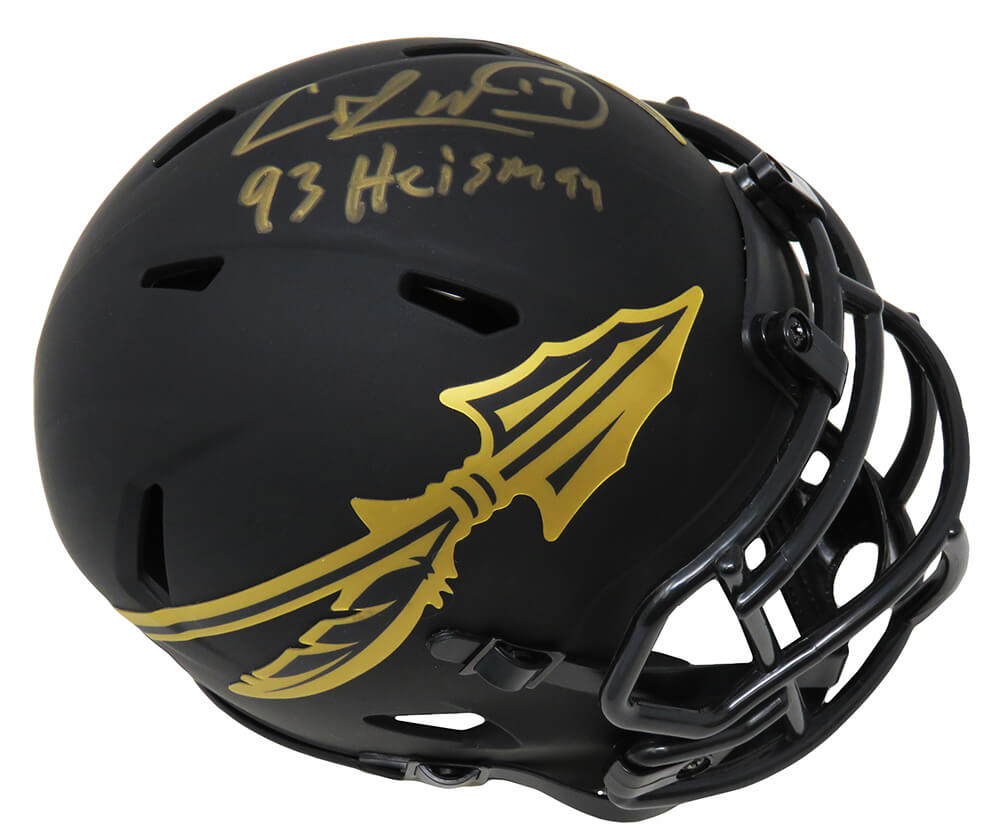 Charlie Ward Signed Florida State Seminoles Eclipse Black Matte Riddell Speed Mini Helmet w/93 Heisman - WARMIN331 - Charlie Ward Signed Florida State Seminoles Eclipse Black Matte Riddell Speed Mini Helmet w/93 Heisman product image