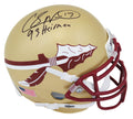 Charlie Ward Signed Florida State Seminoles Gold Schutt Mini Helmet w/93 Heisman - WARMIN333 - Charlie Ward Signed Florida State Seminoles Gold Schutt Mini Helmet w/93 Heisman product image