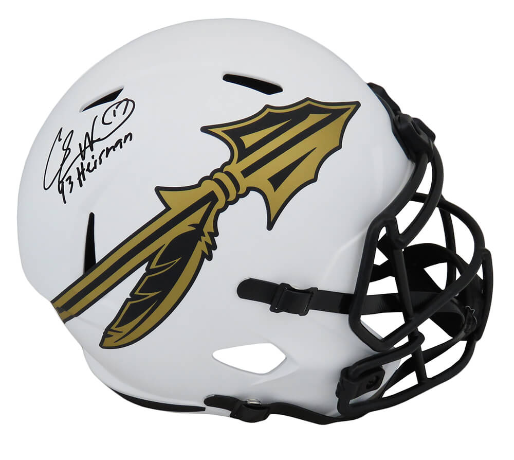 Charlie Ward Signed Florida State Seminoles Lunar Eclipse White Matte Riddell Full Size Speed Replica Helmet w/93 Heisman - WARREP335 - Charlie Ward Signed Florida State Seminoles Lunar Eclipse White Matte Riddell Full Size Speed Replica Helmet w/93 Heisman product image