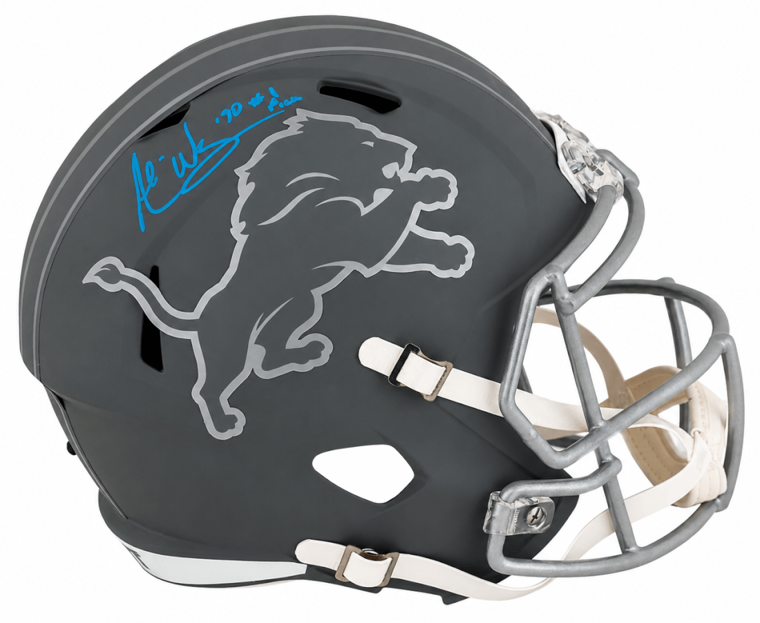 Andre Ware Signed Detroit Lions SLATE Riddell Full Size Speed Replica Helmet w/90 #1 Pick - WARREP353 - Andre Ware Signed Detroit Lions SLATE Riddell Full Size Speed Replica Helmet w/90 #1 Pick product image