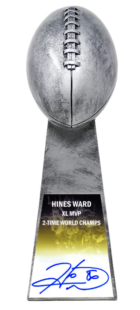 Hines Ward Signed Football World Champion 15 Inch Replica Silver Trophy - WARTRO300 - Hines Ward Signed Football World Champion 15 Inch Replica Silver Trophy product image