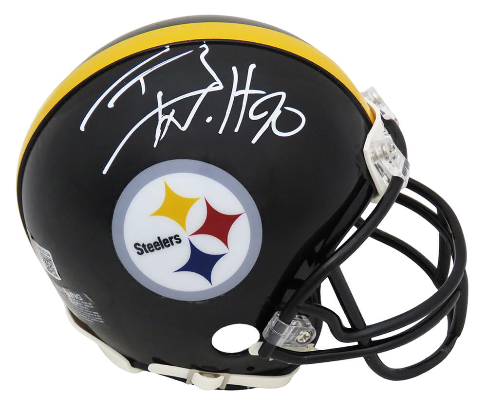 T.J. (TJ) Watt Signed Pittsburgh Steelers Riddell Mini Helmet (Beckett) (White Ink) - WATMIN351 - T.J. (TJ) Watt Signed Pittsburgh Steelers Riddell Mini Helmet (Beckett) (White Ink) product image