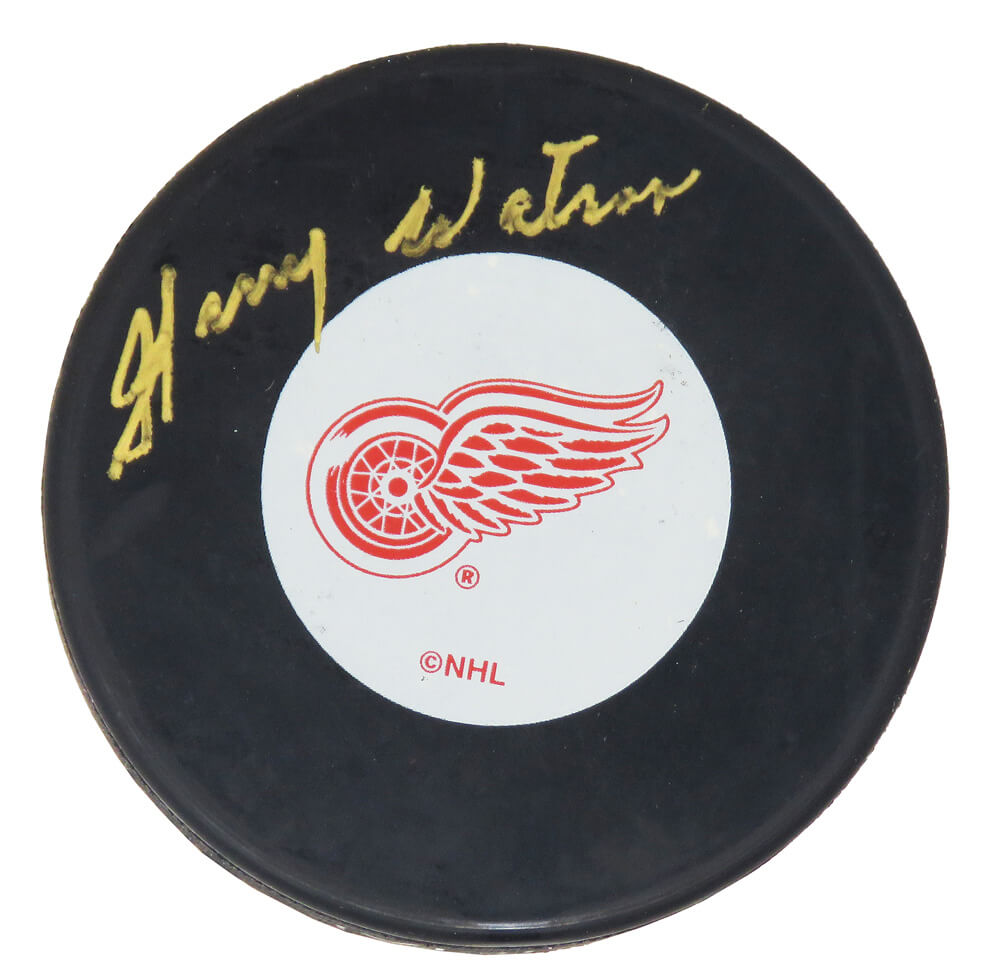Harry Watson Signed Detroit Red Wings Logo Hockey Puck - WATPUC400 - Harry Watson Signed Detroit Red Wings Logo Hockey Puck product image