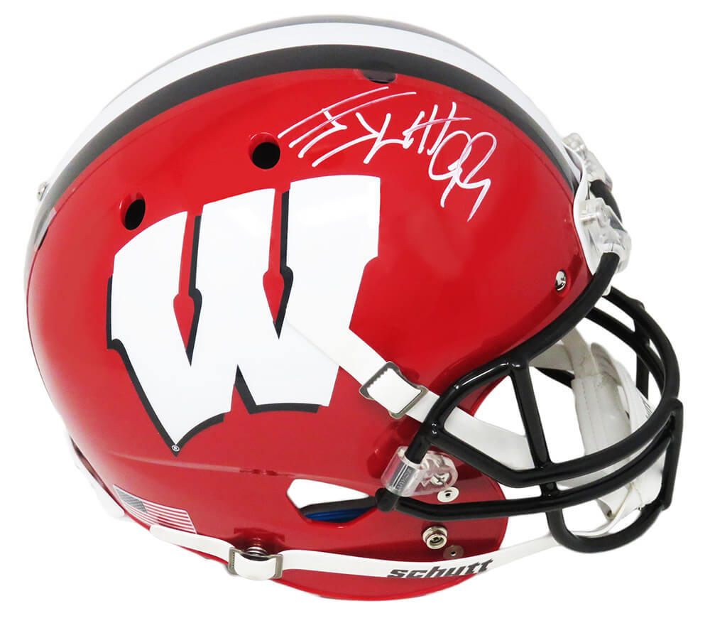 J.J. (JJ) Watt Signed Wisconsin Badgers Red Schutt Full Size Replica Helmet - WATREP302 - J.J. (JJ) Watt Signed Wisconsin Badgers Red Schutt Full Size Replica Helmet product image