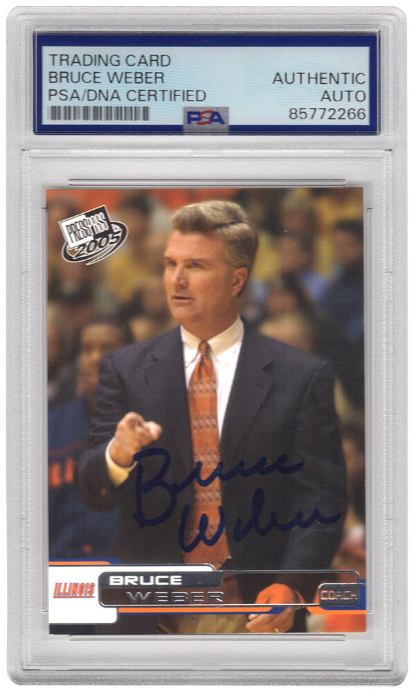 Bruce Weber Signed Illinois 2005 Press Pass Basketball Trading Card #43 - (PSA Encapsulated) - WEBCAR202 - Bruce Weber Signed Illinois 2005 Press Pass Basketball Trading Card #43 - (PSA Encapsulated) product image