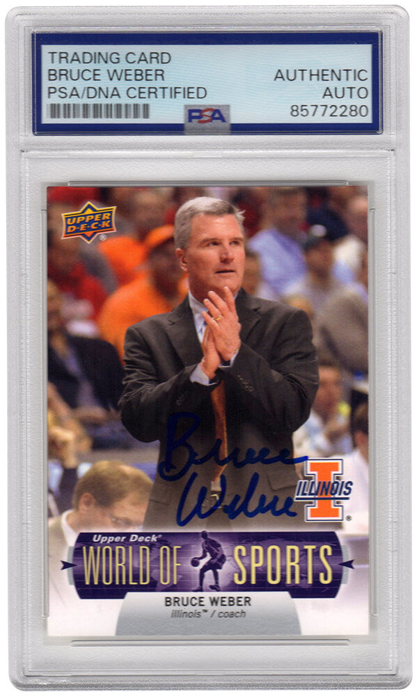 Bruce Weber Signed Illinois 2011 Upper Deck World of Sports Basketball Trading Card #86 - (PSA Encapsulated) - WEBCAR203 - Bruce Weber Signed Illinois 2011 Upper Deck World of Sports Basketball Trading Card #86 - (PSA Encapsulated) product image