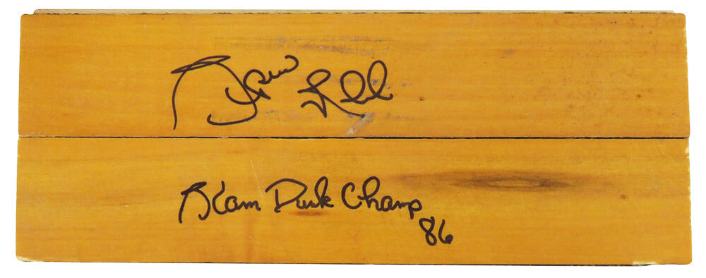 Spud Webb Signed 8x3 Basketball Court Floor Piece w/Slam Dunk Champ 86 - WEBFLO200 - Spud Webb Signed 8x3 Basketball Court Floor Piece w/Slam Dunk Champ 86 product image