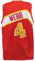 Spud Webb Signed Red Throwback Custom Basketball Jersey w/Slam Dunk Champ '86 - WEBJRY200 - Spud Webb Signed Red Throwback Custom Basketball Jersey w/Slam Dunk Champ '86 product image