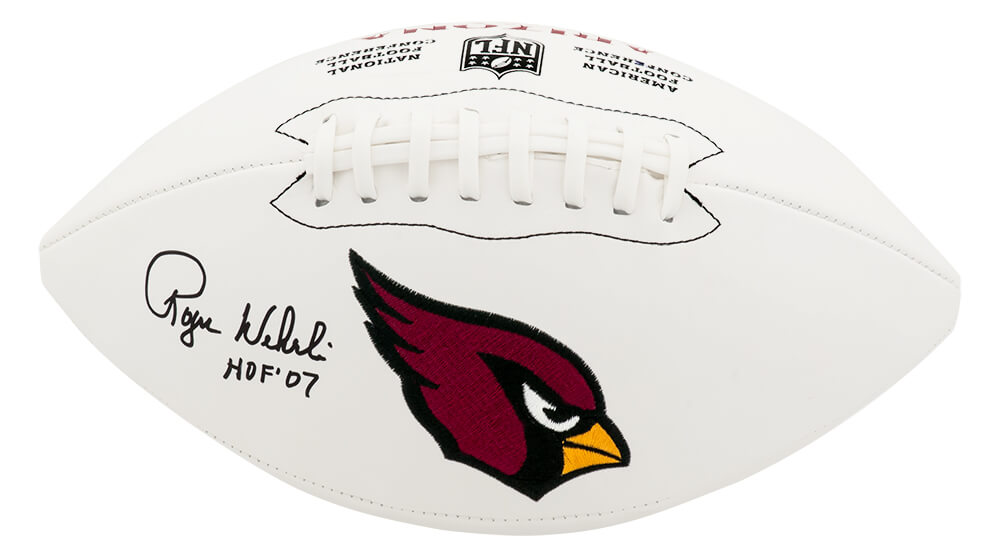 Roger Wehrli Signed Cardinals Wilson White Logo NFL Football w/HOF'07 - WEHFTB303 - Roger Wehrli Signed Cardinals Wilson White Logo NFL Football w/HOF'07 product image