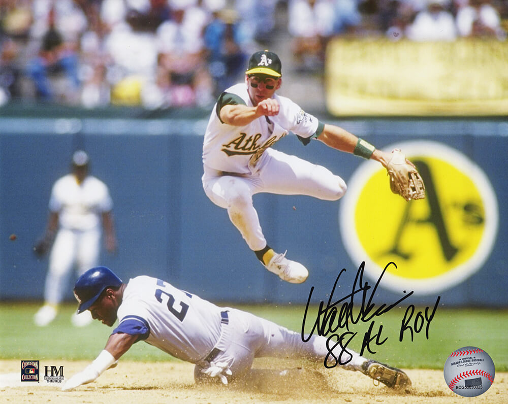 Walt Weiss Signed Oakland A's Turning Double Play Action 8x10 Photo w/88 AL ROY - WEI08P100 - Walt Weiss Signed Oakland A's Turning Double Play Action 8x10 Photo w/88 AL ROY product image