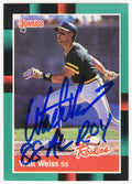 Walt Weiss Signed Signed Oakland A's 1988 Donruss Rookie Baseball Trading Card w/88 AL ROY - WEICAR101 - Walt Weiss Signed Signed Oakland A's 1988 Donruss Rookie Baseball Trading Card w/88 AL ROY product image