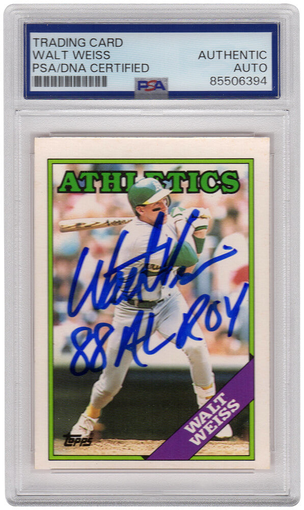 Walt Weiss Signed 1988 Topps Traded Rookie Baseball Card #126T w/88 AL ROY - (PSA Encapsulated) - WEICAR105 - Walt Weiss Signed 1988 Topps Traded Rookie Baseball Card #126T w/88 AL ROY - (PSA Encapsulated) product image