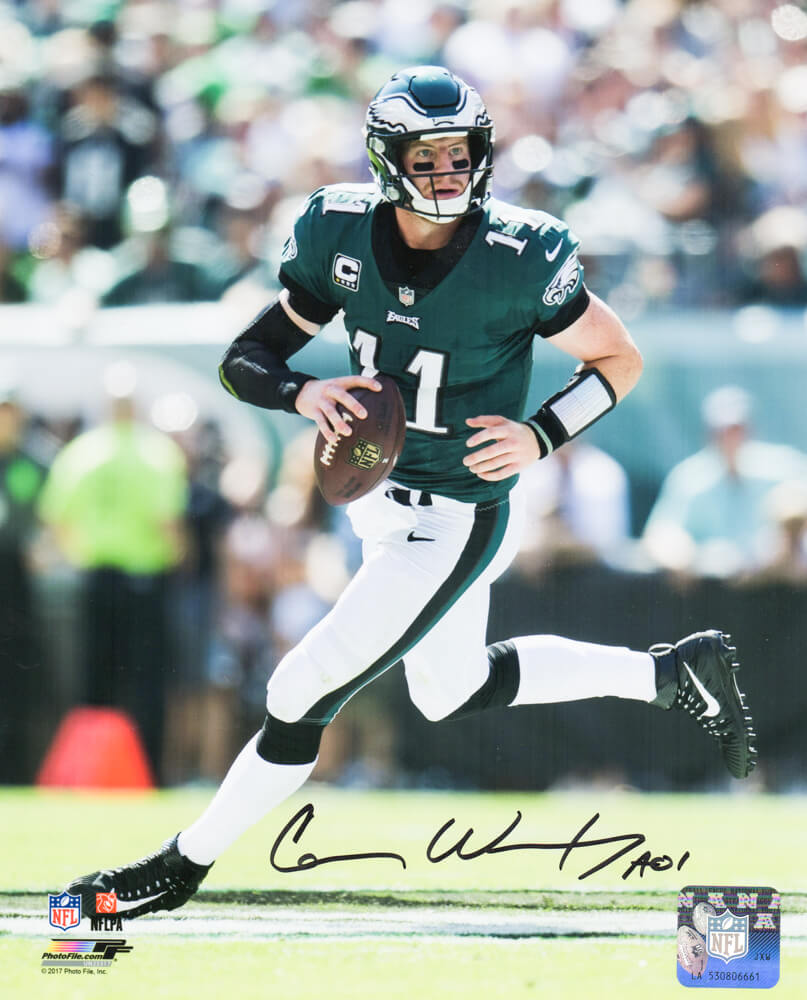 Carson Wentz Signed Philadelphia Eagles Action 8x10 Photo - WEN08P300 - Carson Wentz Signed Philadelphia Eagles Action 8x10 Photo product image