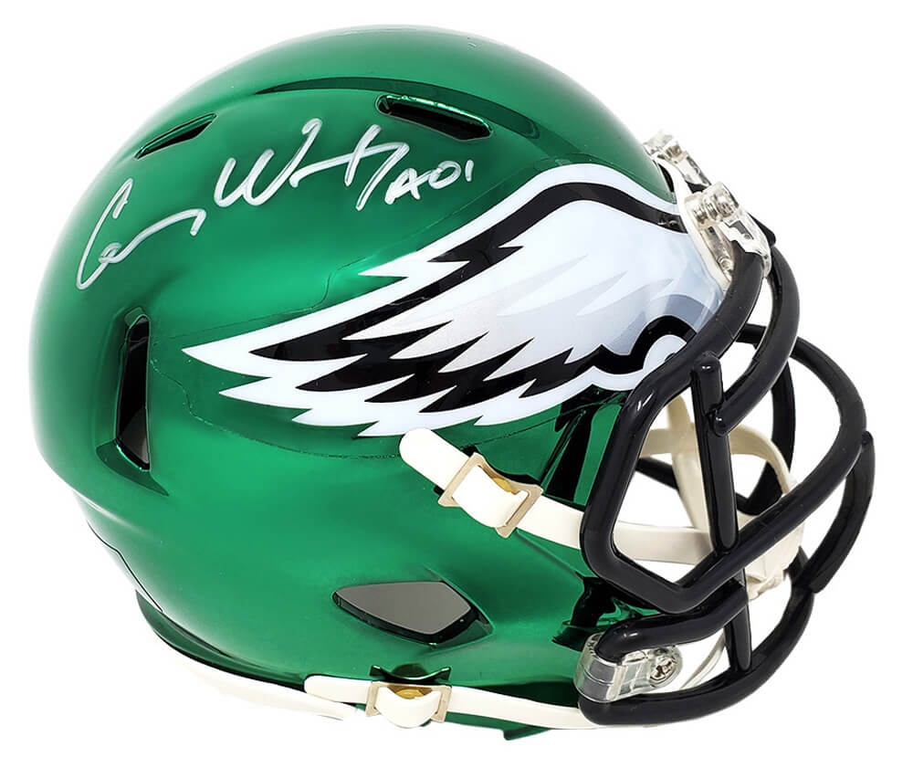 Carson Wentz Signed Philadelphia Eagles Chrome Riddell Speed Mini Helmet - WENMIN300 - Carson Wentz Signed Philadelphia Eagles Chrome Riddell Speed Mini Helmet product image