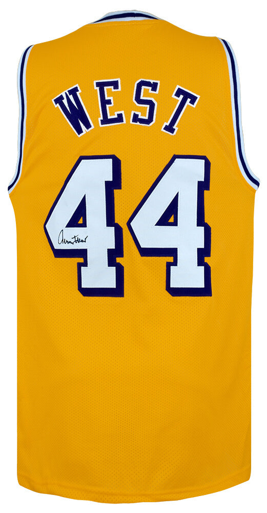 Jerry West Signed Gold Custom Basketball Jersey - WESJRY200 - Jerry West Signed Gold Custom Basketball Jersey product image