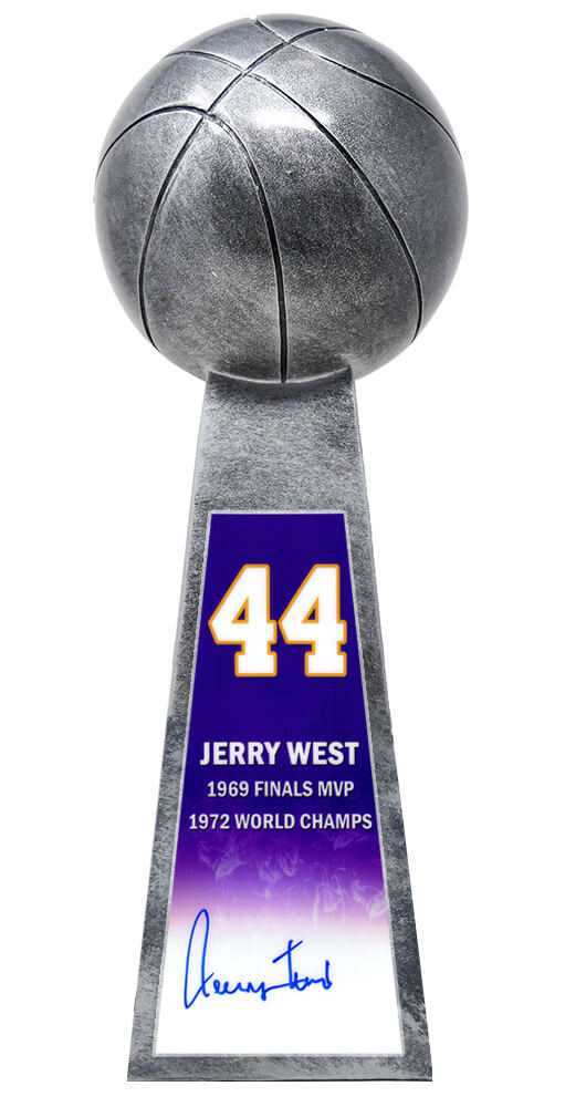 Jerry West Signed Basketball Champion 14 Inch Replica Silver Trophy - WESTRO200 - Jerry West Signed Basketball Champion 14 Inch Replica Silver Trophy product image