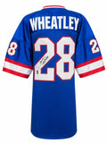 Tyrone Wheatley Signed Blue Custom Football Jersey - WHEJRY301 - Tyrone Wheatley Signed Blue Custom Football Jersey product image