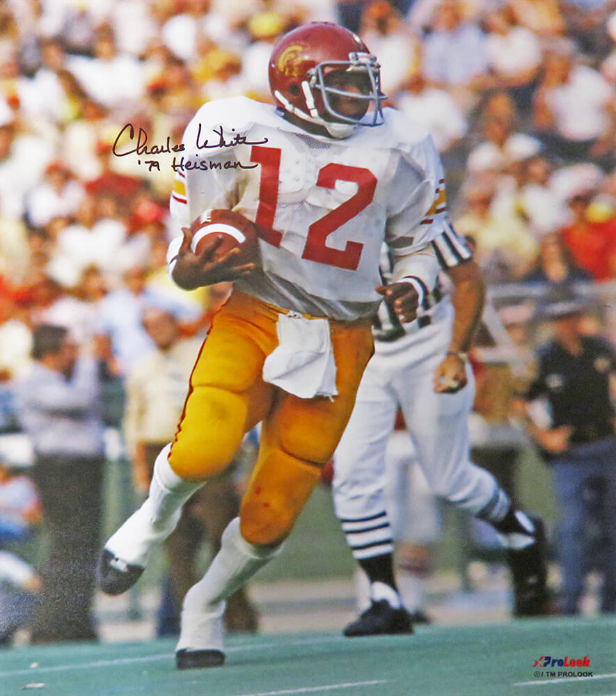 Charles White Signed USC Trojans White Jersey Action 16x20 Photo w/79 Heisman - WHI16P311 - Charles White Signed USC Trojans White Jersey Action 16x20 Photo w/79 Heisman product image